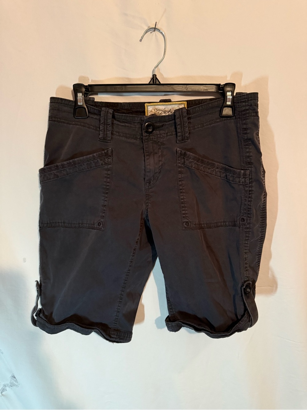Free People Adventure Shorts Size 4 Black Cargo Utility Bermuda Organic Cotton